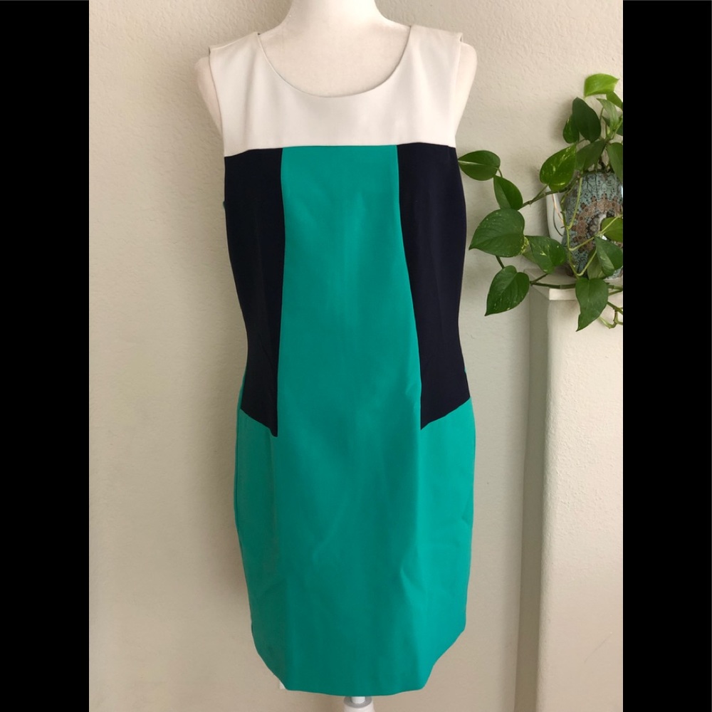 carmen marc valvo color-block Women’s Sheath dress Size 10 Fully Lined Back Zip